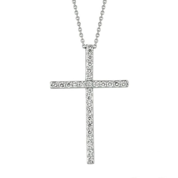 1.01 Ct Natural Diamond Cross Necklace